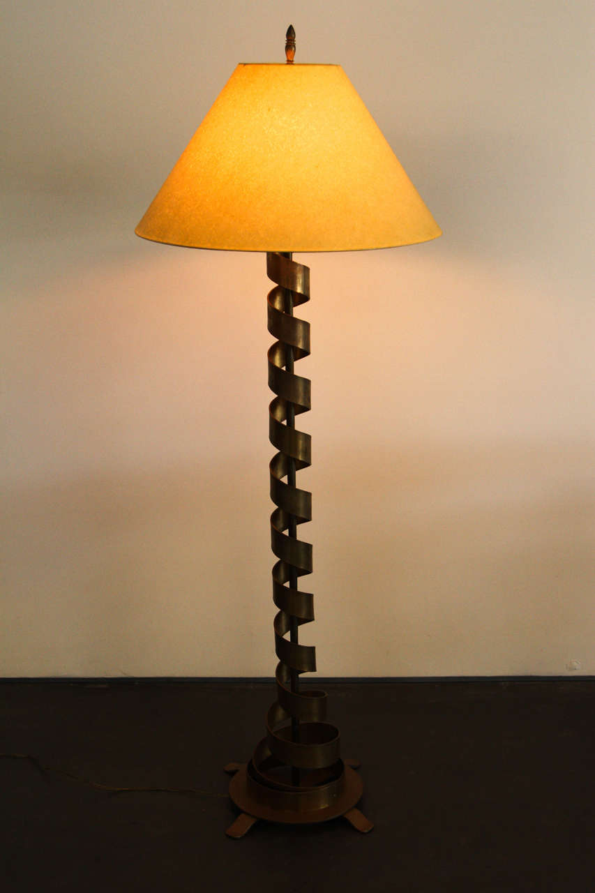 1930s French Brass Floor Lamp